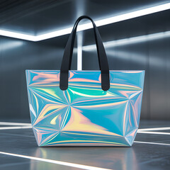 Futuristic Iridescent Tote Bag in a Modern Setting