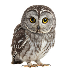 Northern Hawk Owl Portrait Closeup of a Bird of Prey isolated on transparent background