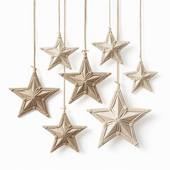 Obraz premium Decorative Natural Fiber Stars Hanging Ornament for Home and Holiday Decor