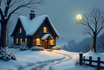 house in the snow
