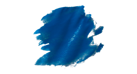 Blue watercolor composition on transparent background. Hand drawn brush strokes and texture. Abstract brush strokes. Liquid ink pattern.