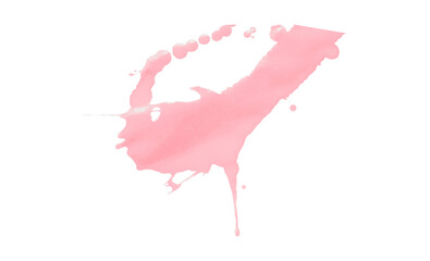 Pink splash watercolor texture, stains, watercolor drips, watercolor spread on transparent...