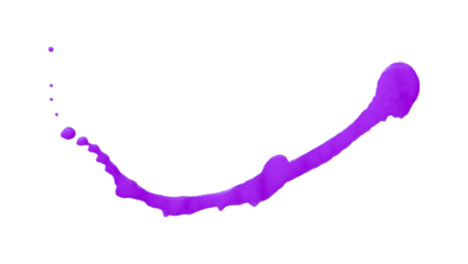 Purple splash watercolor texture, stains, watercolor drips, watercolor spread on transparent background.