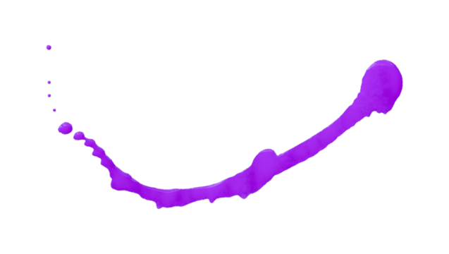 Purple splash watercolor texture, stains, watercolor drips, watercolor spread on transparent background.