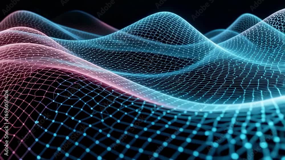 Leinwandbilder abstract network background animation with connected dots and lines technology concept