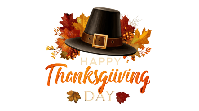 Happy Thanksgiving Day celebration illustration with turkey autumn leaves pumpkins and harvest elements for seasonal holiday isolated on white background
