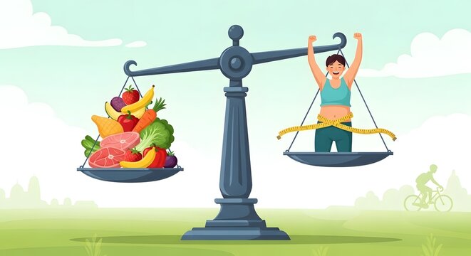 Finding equilibrium with a balanced diet for successful weight management and a healthy lifestyle concept