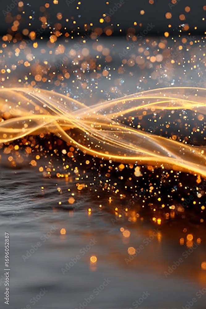 Poster golden light streams with radiant shimmer unveiling dynamic motion and energy in abstract art