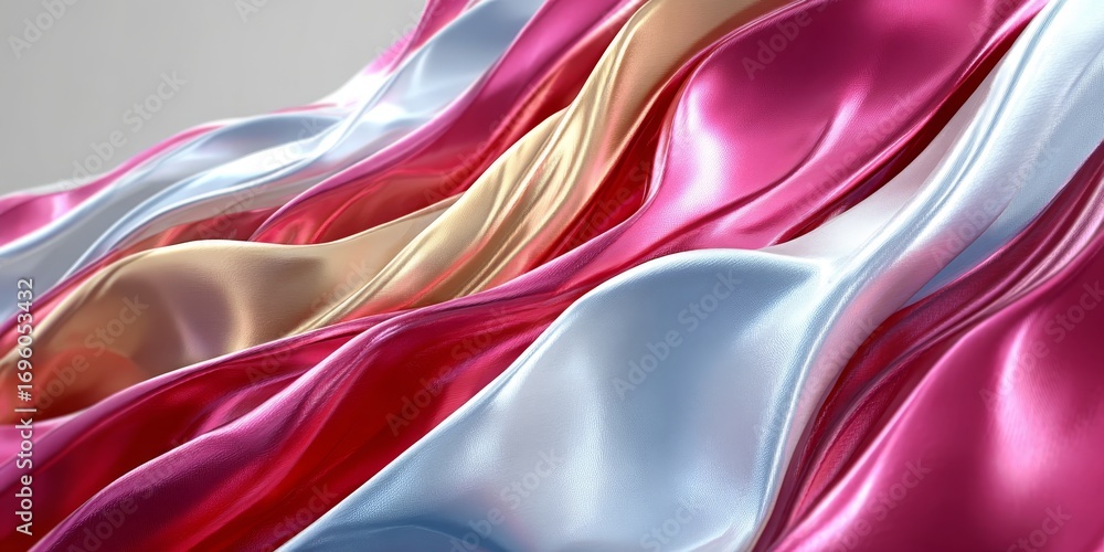 Poster stunning flowing fluid metallic structures with glossy light creating impressive colorful textures