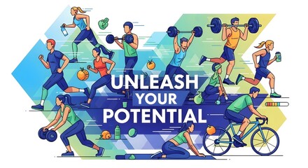 Fototapeta premium Unleash Your Potential Diverse Athletes in Motion for Fitness Motivation