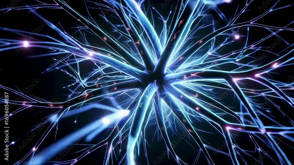 Poster neuron cell network connection brain activity neural impulse synapse science biology healthcare 3d r