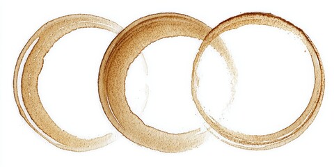 Realistic Coffee Rings on White Texture Background, Artistic Stain Patterns and Imprints from Cups