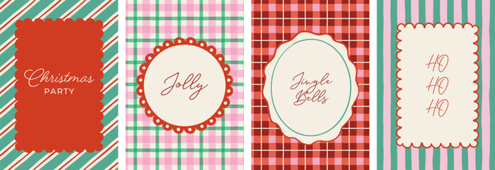 Christmas frames, backgrounds. Hand drawn Christmas background set, cards, banners, prints with patterns and frames. Vector art and illustration