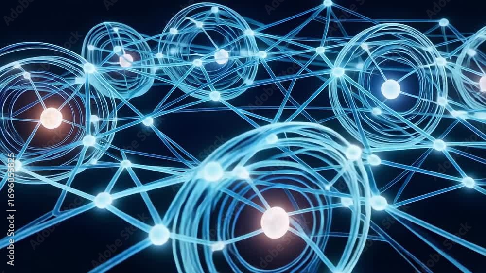 Leinwandbilder abstract network connection technology background with glowing nodes and lines design 100