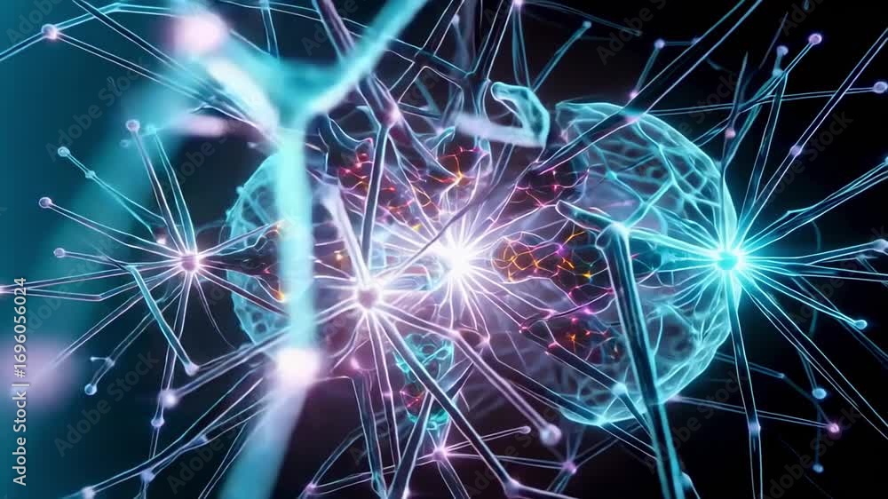 Poster brain connections neural network ai artificial intelligence deep learning technology concept