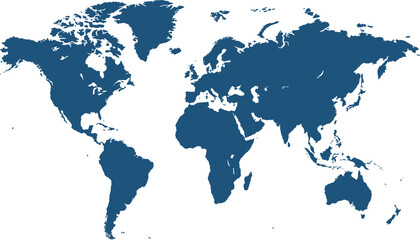 World map. Blue modern vector map. Silhouette map.
