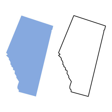 Alberta map Canada province region vector illustration. Map with detailed outlines and blue silhouettes	