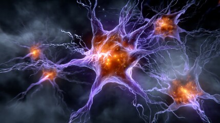 Vivid Depiction of Neurons Firing Inside the Hippocampus with Intricate Connections and Vibrant Colors