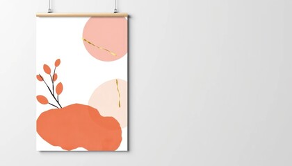 Minimalist Abstract Wall Poster with Organic Shapes and Pastel Colors