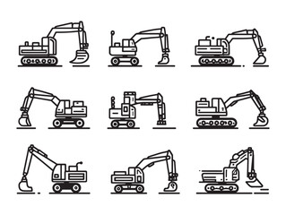 Excavator ultra minimalist line art design