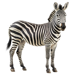 Fototapeta premium Full body studio shot of a zebra isolated on transparent background the zebra is standing and looking at the camera with a curious expression on its face