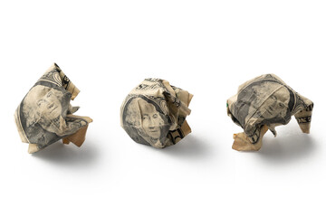 Crumpled US dollar banknotes