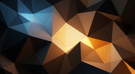 Fototapeta premium Abstract Geometric Low Poly Background Featuring Dark Blue, Orange, and Yellow Colors
