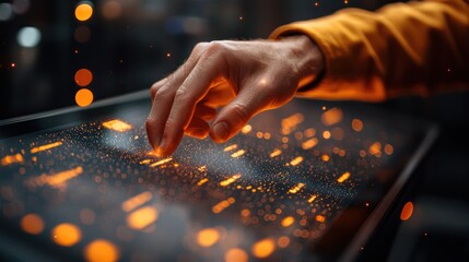 Hand touching digital screen technology