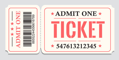 Vintage ticket. Retro ticket design template. Tickets for cinema; circus; carnival; festival; etc. Vector illustration
