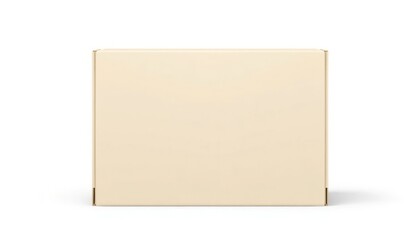 Minimalist Empty Beige Cardboard Box on White Background