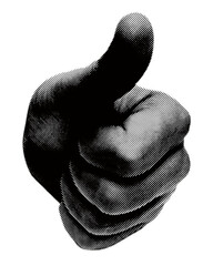 A halftone thumb finger in retro style