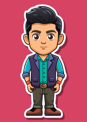 Stylish cartoon guy in trendy clothes.