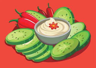 Fresh slices with creamy dip.