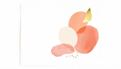 Minimalist Illustration of Peach Fruits and Leaf