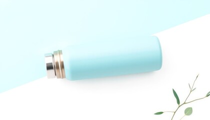 Minimalist Light Blue Thermos Bottle for Outdoor Use