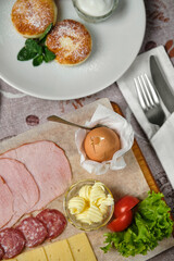 Delicious breakfast spread with various appetizing elements.