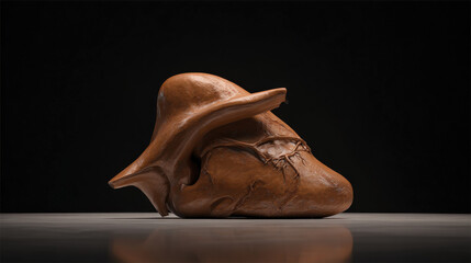 organic clay sculpture of liver resting on reflective surface artistic medical representation illustration concept scene visual for commercial design use high detail quality stock image illustration