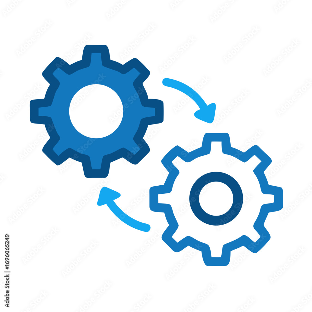 Aufkleber gears mechanism process engineering machine cogwheel collaboration workflow automation system icon v