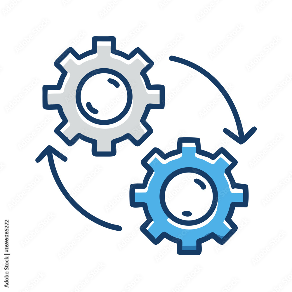 Aufkleber gears mechanism process engineering cogwheel machine teamwork collaboration system automation techno