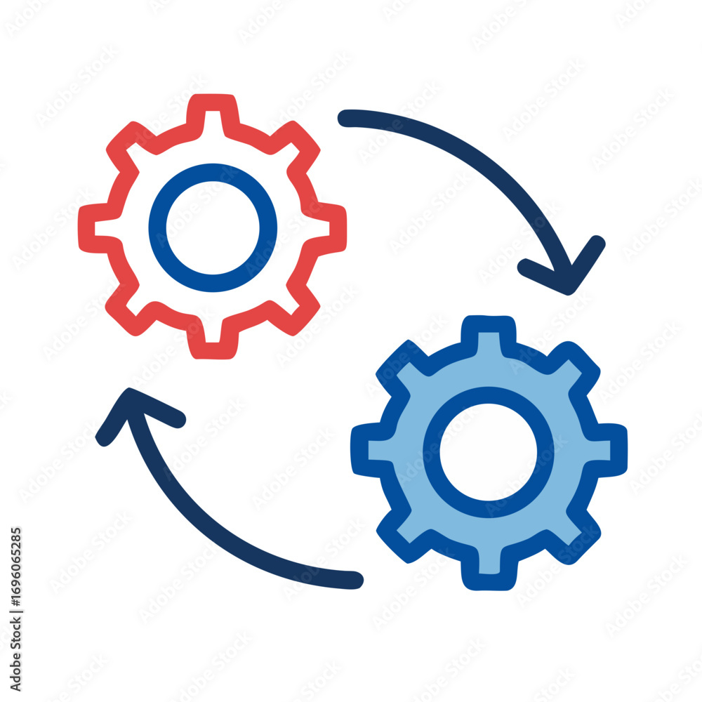 Aufkleber gears process automation workflow solution integration engineering mechanism development system tech