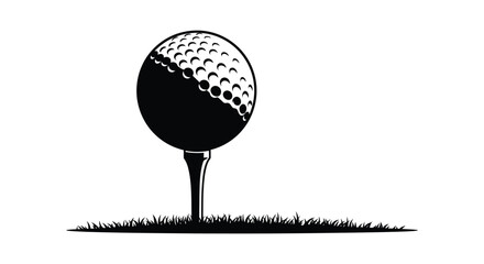 a golf ball on tee ready for play