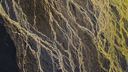 Aerial View of Braided Rivers on Volcanic Terrain in Iceland