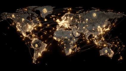 Global network map with illuminated cities