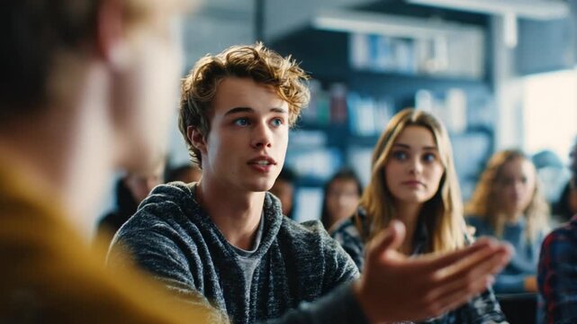 Engaging teenage students in classroom discussion about ideas and teamwork for active learning environment