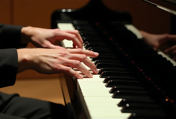 Obraz premium hands playing piano