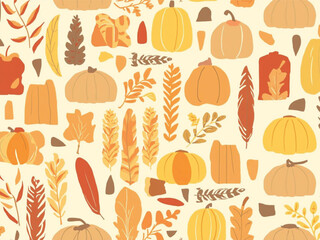 Warm Colored Leaves Pattern – Fall Season Seamless Background