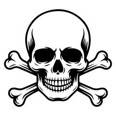 Skull and Crossbones Vector Icon – Pirate Danger Symbol Illustration