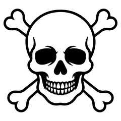 Skull and Crossbones Vector Icon – Pirate Danger Symbol Illustration