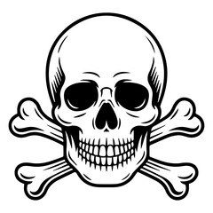 Fototapeta premium Skull and Crossbones Vector Icon – Pirate Danger Symbol Illustration