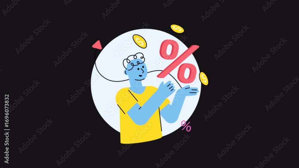 Poster interest rate 2d motion graphics animation alpha channel